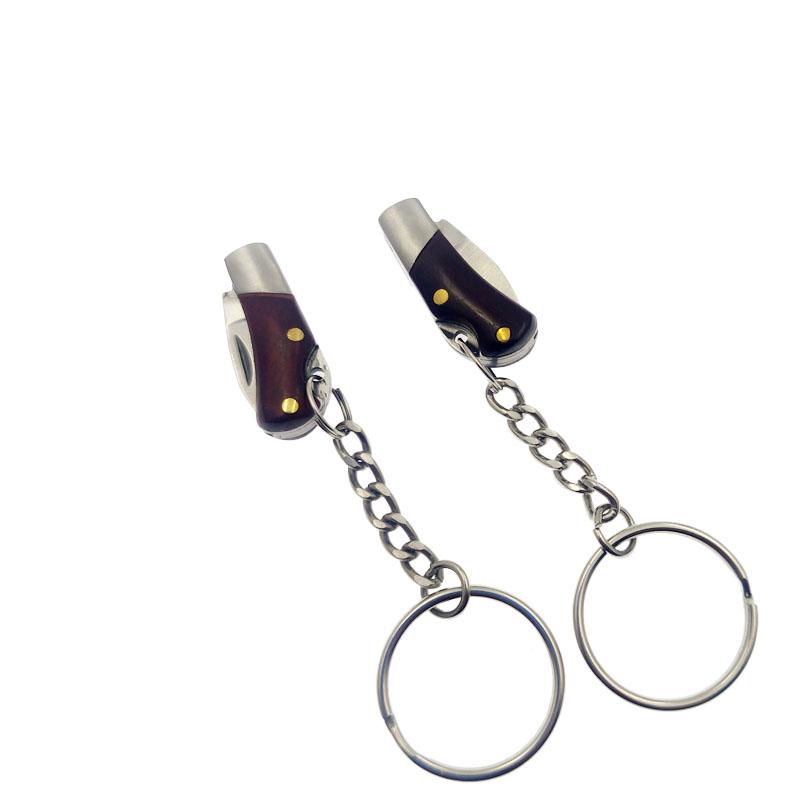 Folding Pocket  Keychain Knife Small Wood Handle Stainless Steel Mini Portable Pocket Key Ring EDC Carry Utility Knives
