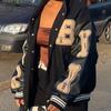 Giacca bomber da baseball donna Hip Hop Harajuku Bone Letter Patchwork giacche in pelle Streetwear uomo unisex