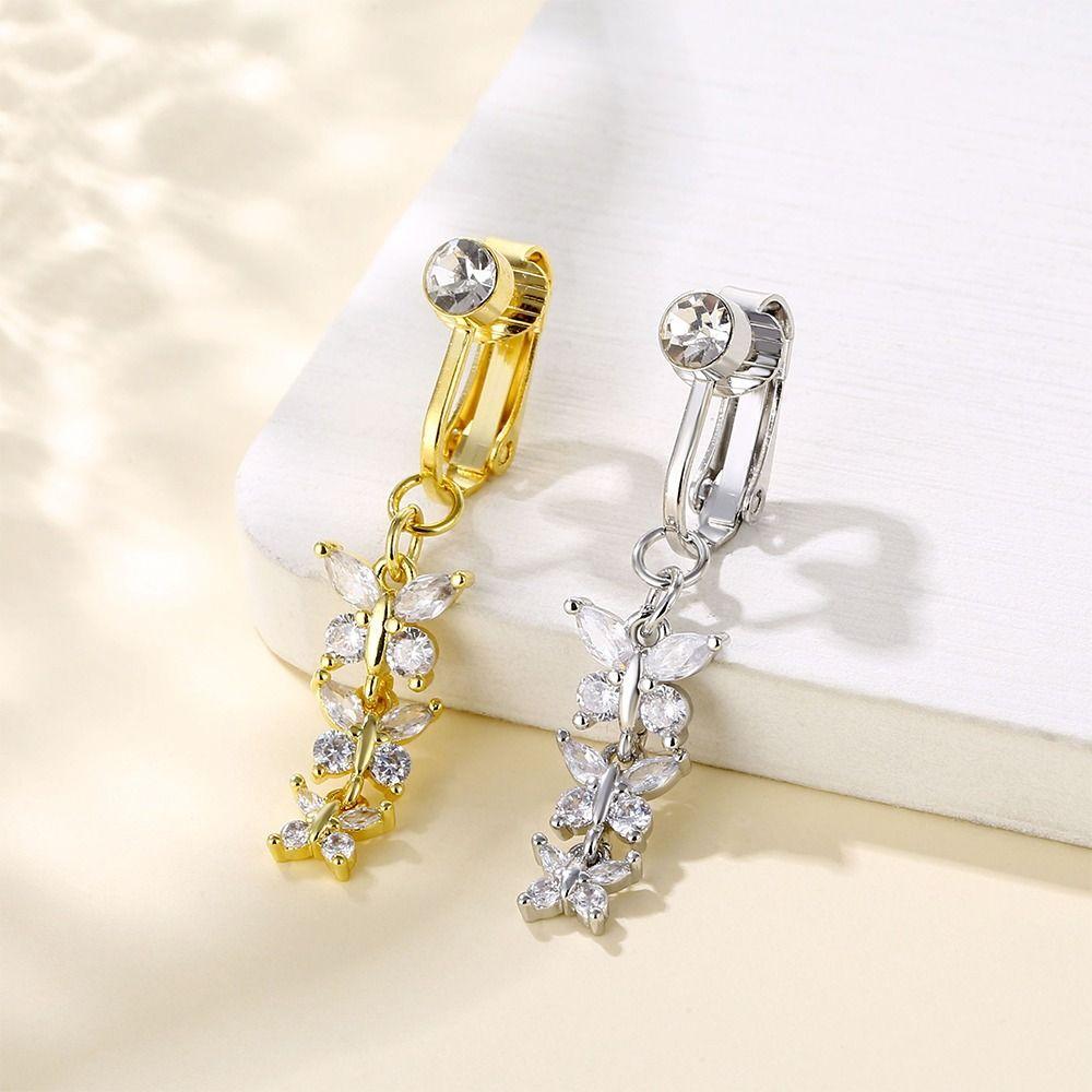 Niche Design Women Belly Ring Fake Belly Piercing Clip Belly Button Cartilage Clip Body Jewelry