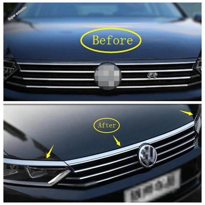 Front Hoods Bonnet Garnish Strip Head Lights Lamp Eyelids Eyelash Cover Trim For Volkswagen Passat B8 2016 - 2018 Exterior Parts