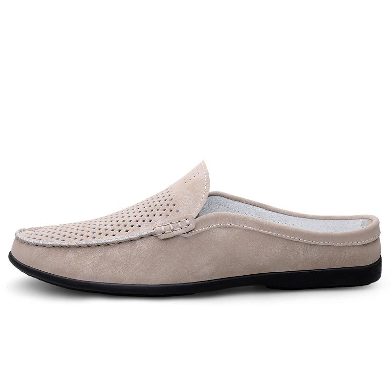 Italské luxusní pánské pantofle Luxusní mokasíny z pravé kůže Pánské ležérní protiskluzové poloviční nazouváky Letní móda Polobotky Pánské