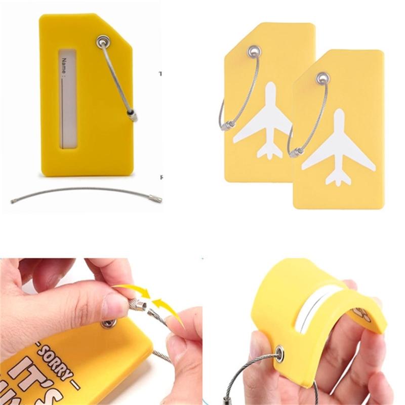 10pcs Silicone Suitcase Markers Durable Luggage Labels with Stainless Steel Loop Easy To Identify