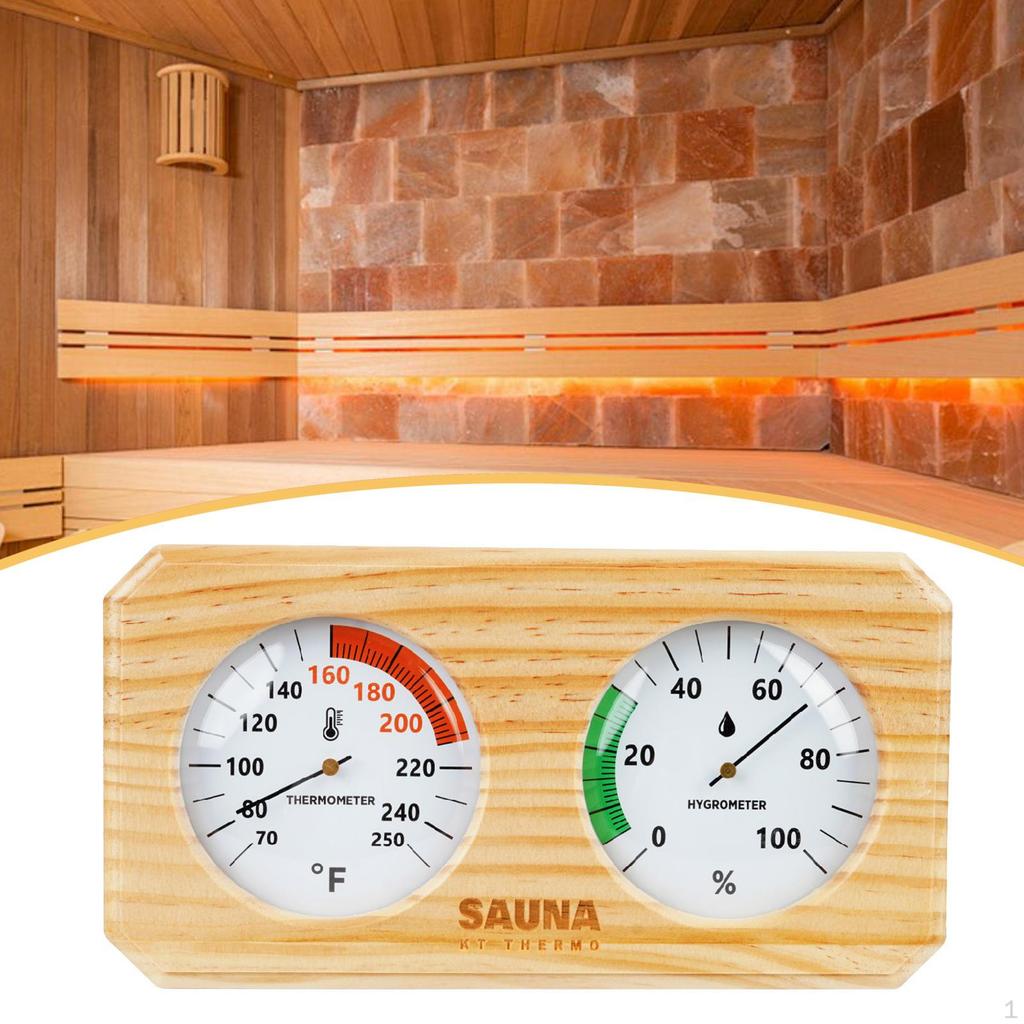 2-in-1 Hygrometer/hygrothermograph for Sauna, Wall-mounted, Wooden, Easy Installation. Temperature