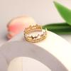 European Retro Hollow Crown 18K Gold Stainless Steel Adjustable Ring