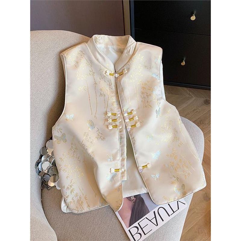 Vest Spring and Autumn High-end Buckle Fashion New Top Temperament Top