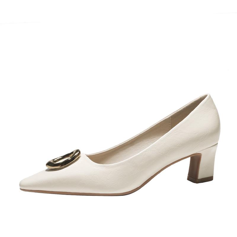 BEIJIANI Runde Schnalle Weiches Leder Blockabsatz Damen High Heels - Mittel Frühling/Herbst