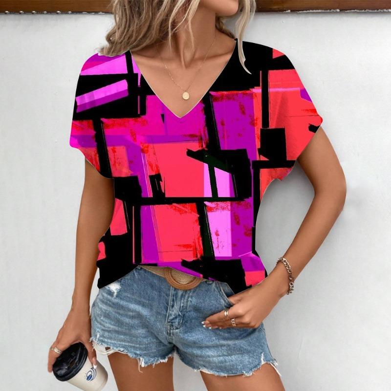 

Women s Casual Fashion Trend High-quality Comfortable Shoulder V-neck T-shirt S