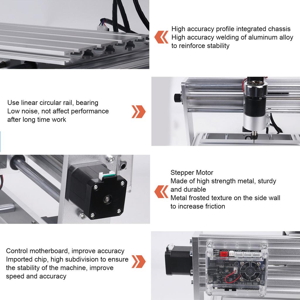 CNC Engraving Machine Small 3 Axes Cutting Machine Aluminum Alloy CNC Router Set 100‑240V EU Plug