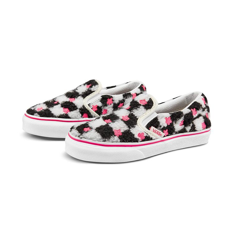 Vans Classic Slip-On Kids Sherpa Floral Checkerboard Kids Sneakers White Paradise-Pink VN0A5KXM8CE