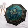 Underwater Mechanical Fish Scene Pattern Umbrella, Portable and Foldable Design, 8 Ribs, a Casual Accessory for Friend's Birthday Gifts.