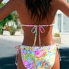 European & American Sexy Tie-Up Print Bikini Set