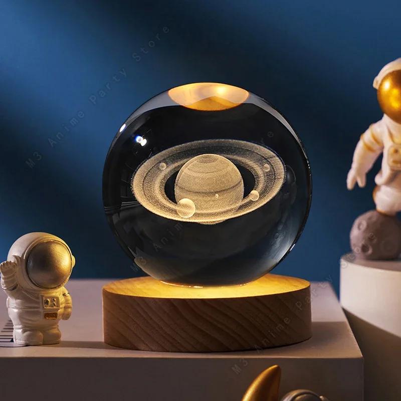2025 New Bedroom Bedside Table Decoration For Friends Couples Heartfelt Gifts Creative 3D Luminous Crystal Ball LED Night Light