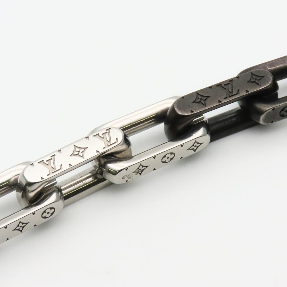 Used LOUIS VUITTON bracelet Monogram Chain M00687 metal 51.3g Silver black Accessories