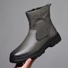 Winter eerste laag rundleer heren katoenen schoenen wol leer outdoor fluweel warm hoge top leren schoenen sneeuwlaarzen herenschoenen