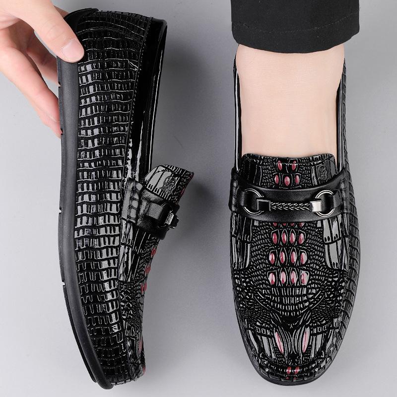 Leather Shoes Crocodile Pattern Doudou Shoes Leather Breathable Business Leisure Tide