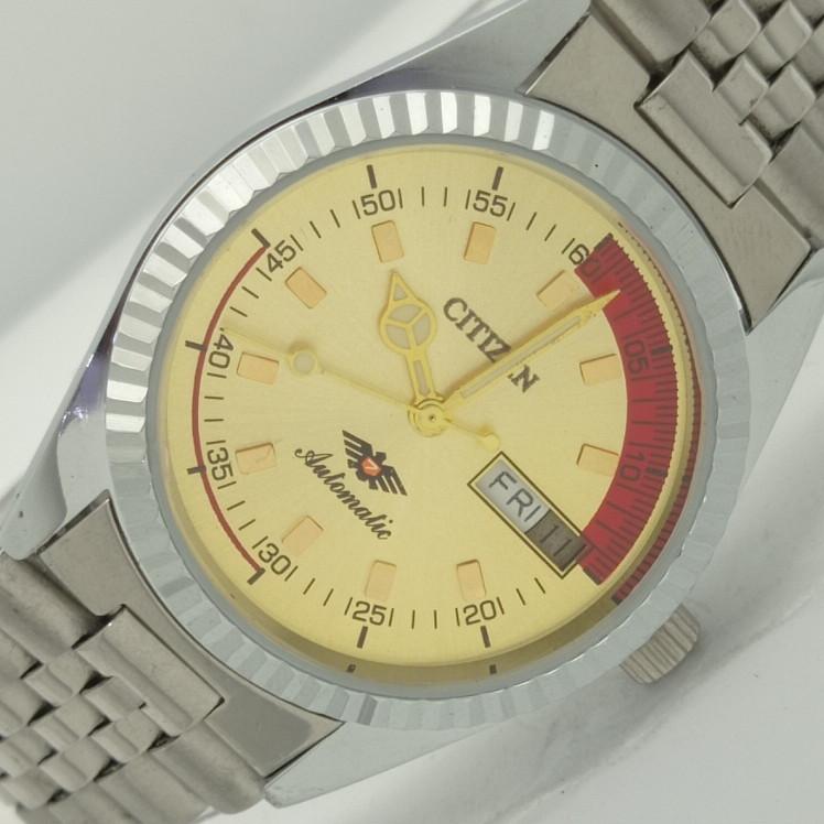 

REFURBISHED CITIZEN AUTOMATIC 8200 JAPAN MENS GOLDEN DIAL WATCH 09-a413260-2 Sku009-a413260