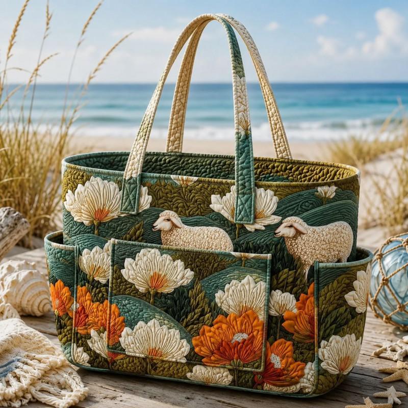 Large Capacity Tote Bag Digital Print Quilted Single Shoulder Hand Carry Casual Travel