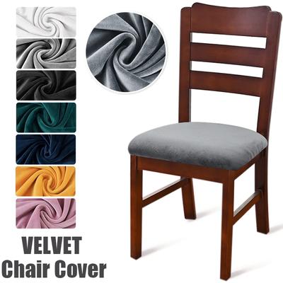 Soft Velvet Chair Seat Cover Solid Color Elastic Chair Covers Armchair Protector Spandex Seat Cushion Cover For Home Dining Room