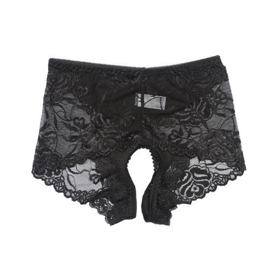 Damen-Unterhose, atmungsaktiv, Spitze, offener Schritt, weich, keine Einschränkung, ouvert, durchsichtig, Blumenstickerei, dünne Damen-Slips
