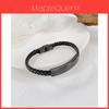 Vintage Black Stainless Steel Bracelet Wholesale Fashion Woven Leather Bracelet Jewelry