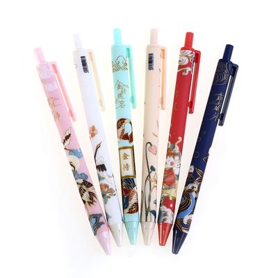 6 pezzi/set penna gel retrattile stile cinese carino penna per scrivere firma inchiostro nero