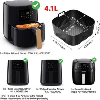 1/2PCS Air Fryer Silicone Liner Compatible for Philips 4.1L (HD9252, HD9200, HD9255) ,Air Fryer Accessories Tray