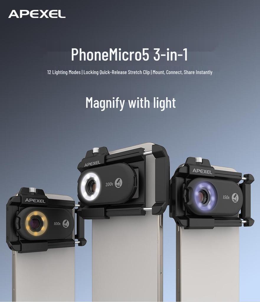 200x HD Optical Phone Microscope for Skin, Textile, and Biological Research