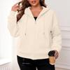 Women's Plus Size Loose Comfortable Casual Fashionable Solid Color V-Neck Long Sleeved Sweatshirt Coat