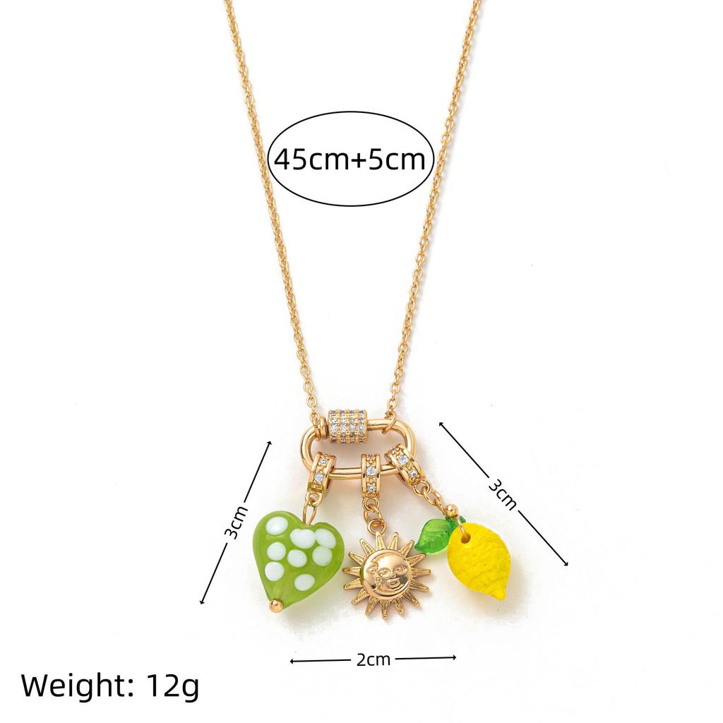 18K Gold Plated Multi-Pendant Necklace with Cross, Mushroom, Heart, Star, Pearl & Starfish on Titanium Steel