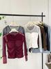 2026 Spring/Summer Women's Slim Mesh Layer Round Neck Long Sleeve Top