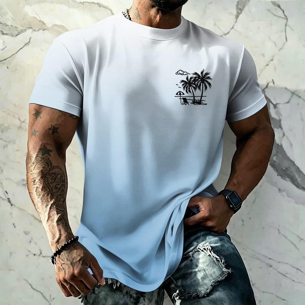 Men's Basic Hawaiian Style Short Sleeve T Shirt UPF50 Plus Sun Protection Breathable Loose Fit Summer Outdoor Casual Top