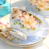 2 sady Fashion Blue Flowers Bone China Kávový šálek a podšálek se lžičkou , Evropský styl Luxusní a vynikající keramická čajová sada