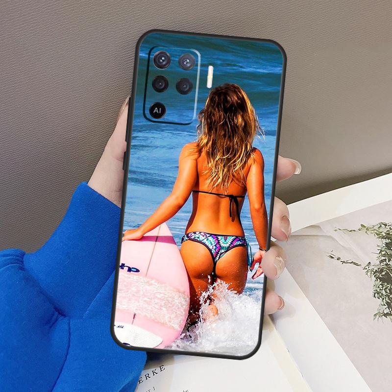 Surf Beachy Blue Summer Collage Case For Oppo A94 A74 A54 A80 A60 A40 A18 A38 A58 A78 A98 A96 A76 A16 A15 A17 A57 A77 A5 Pro