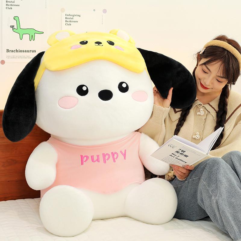 Plush Pochacco Dog Doll With Pink Eye Mask Large Gift For Kids And Collectors