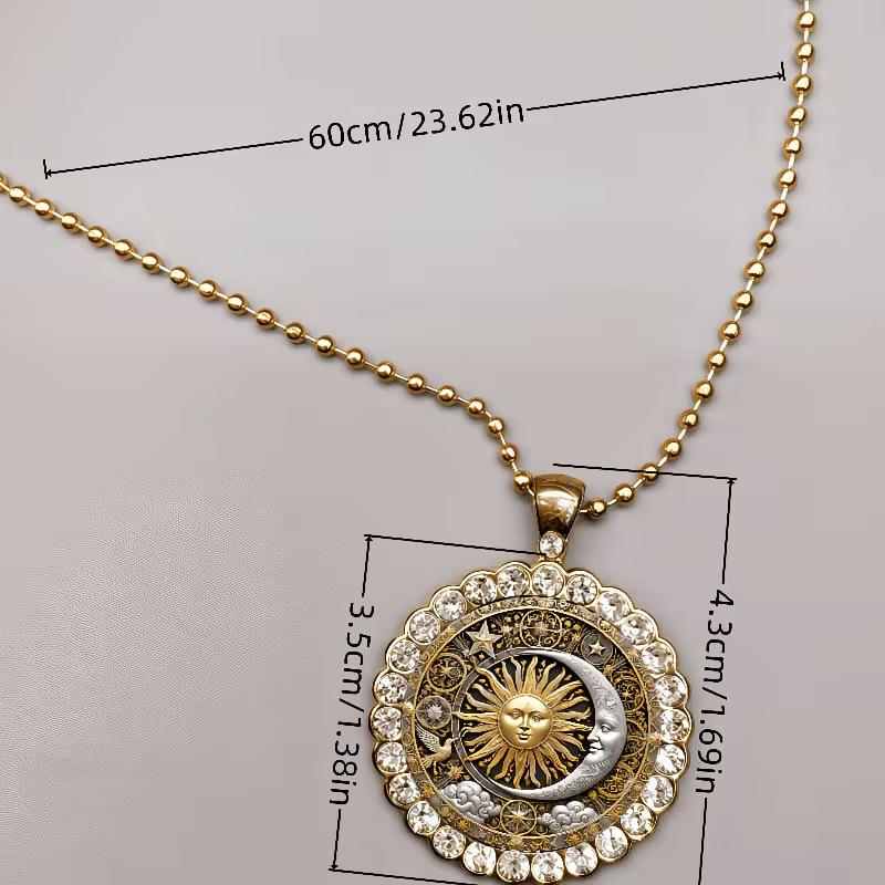Vintage Gold Sun and Moon Pendant Necklace Vintage Celestial Geometry Choker Chain Retro Charm Jewelry for Women Girls
