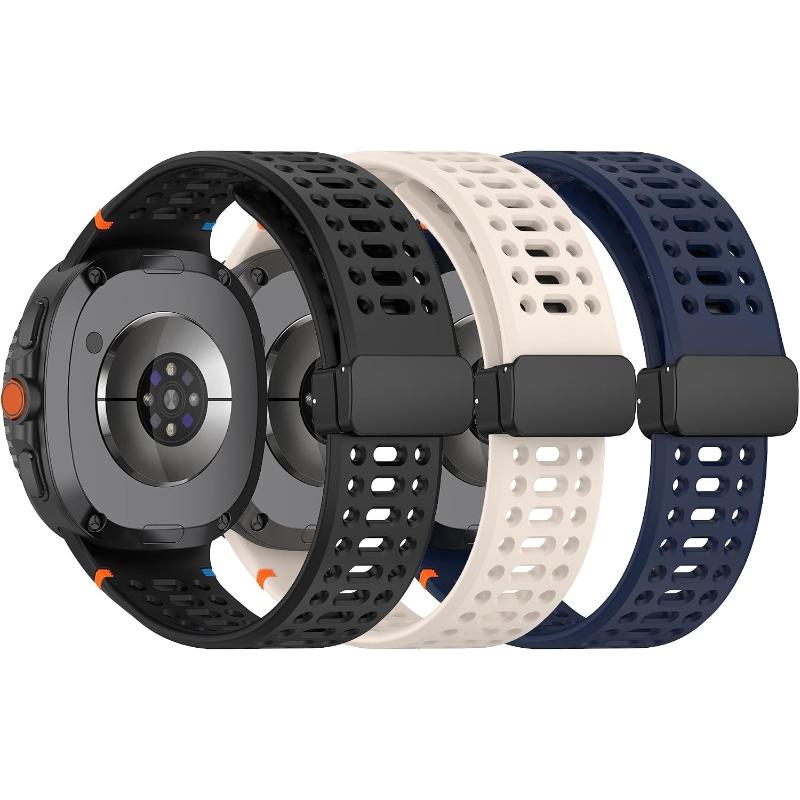 Silicone Sport Replacement Straps For Samsung Galaxy Watch 8 Classic / Watch 8 40mm 44mm, Magnetic Folding Clasp ,3-Piece