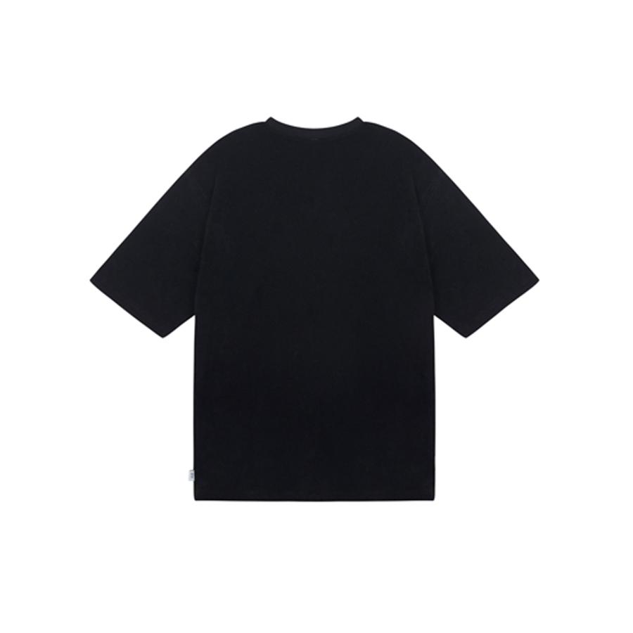 Opeunyadeu (Owai) Camiseta con Logo Redondo de Punto de Terry - Negro