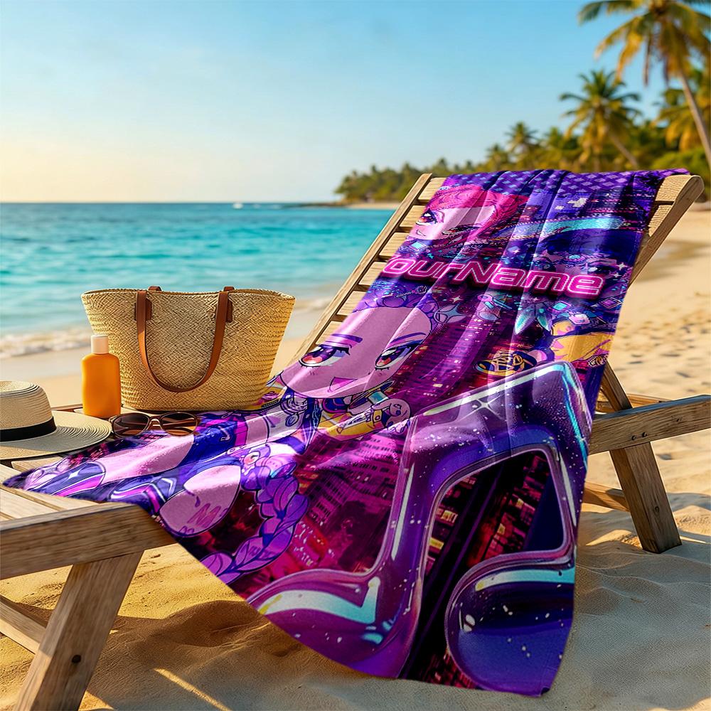 Demon Hunter Girls Customizable Name Beach Towel Quick-Dry Soft Microfiber Portable for SwimmingBeachCamping Travel Beach AccessoriesGym