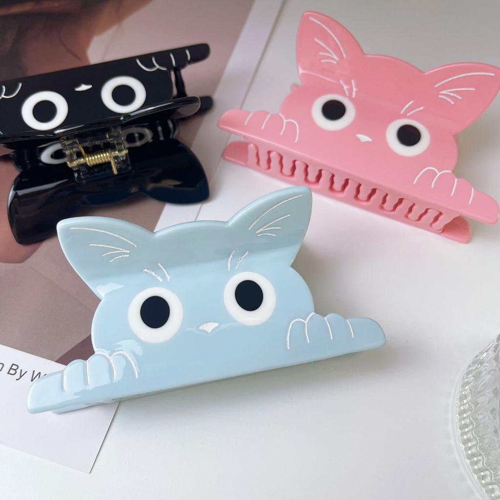 1pc Summer new cute cat scratch clip cartoon fresh hair clip, back of the head dished hair shark clip hair accessory