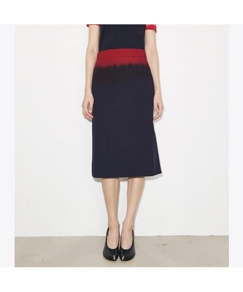 Tolibeochi Poplin Skirt - Medium Navy / Red