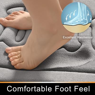 Inyahome Memory Foam Bath Mats Rugs for Bathroom Water Absorbent Floor Indoor Door Mat Outdoor Kitchen Rug Shower Carpet White