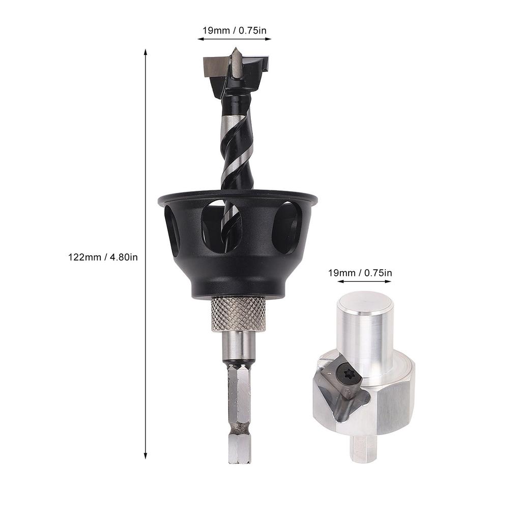 Dog Hole Drill Bit Kit Dog Hole Chamfer Tool Set 19mm Drill Bit Vertical Drilling Locator Bench Dog Hole Chamfer Reamer Tool