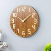 Luminous wooden wall clock, silent  wood grain, creative and light luxury style, living room simple quartz clock, 30cm