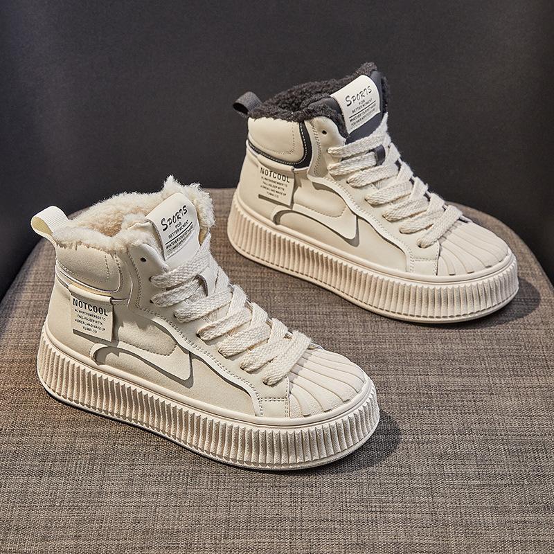 2025 autumn new high-top leather little white shoes women's explosion spring and autumn Korean version versatile platform sports shoes ins tide