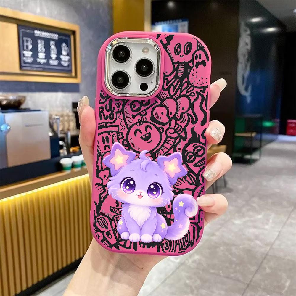 Phone Case: 2D Flat Design Suitable for iPhone 18 17 16 15 14 13 Pro Cases, Couple Style, Little Star-ear Kitty, Christmas and Halloween Gifts