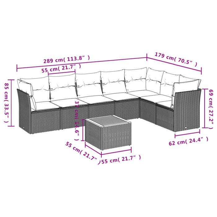 VidaXL Garden Lounge Set with Cushions 8 Pcs, Patio Sofas, Patio Furniture Set, Outdoor Furniture, Beige 3223678