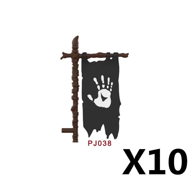 Medieval Castle Green Dragon Knight Building Blocks Figure Accessory Shield Vest Warhorse Cape Orc Flag Mount Wolf Toy Gift D123