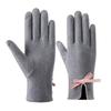 Bow Decoration Full Finger Mittens Fleece Winter Gloves Warm Women Gloves  Women