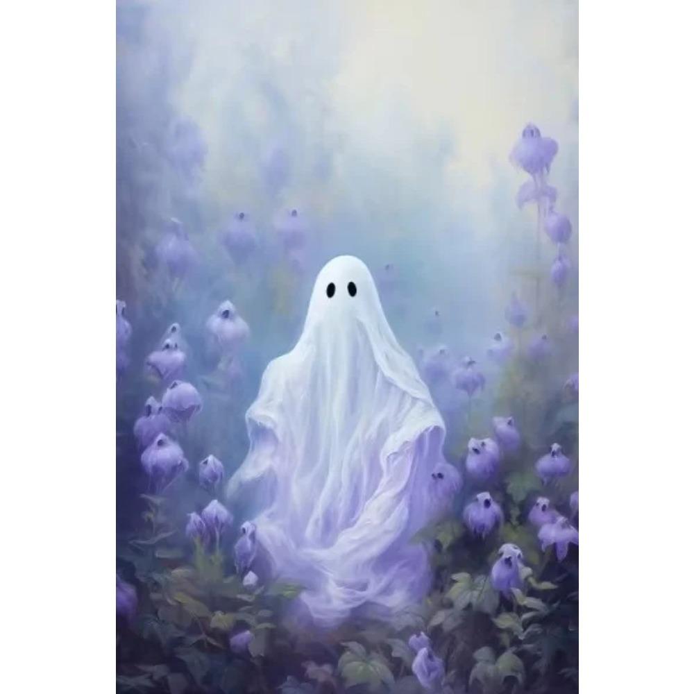 Halloween Geist Poster Niedlicher Geist Wald Leinwanddruck Poster Wandkunst Festival Dekoration Gemälde für Zuhause Wohnzimmer Dekor 21X30CMNo Framed