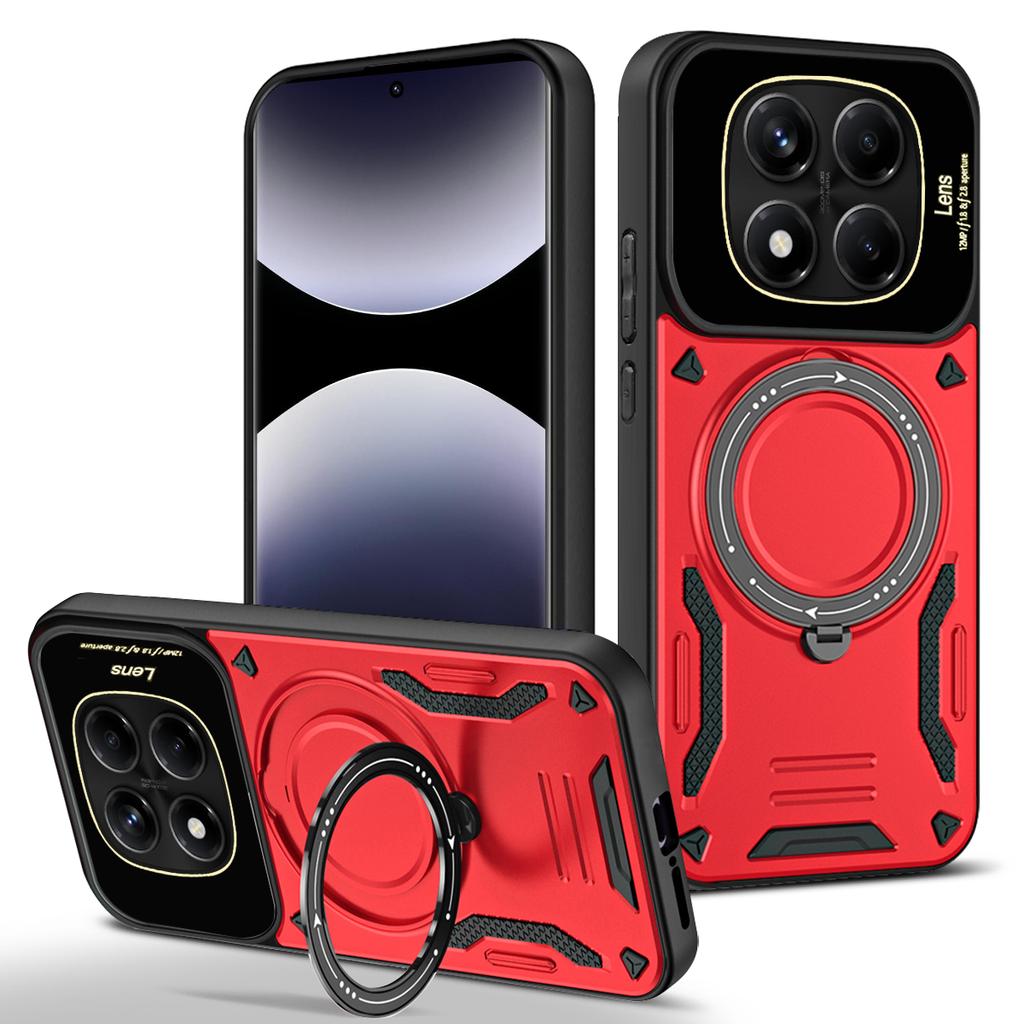 Luxury Armor Magsafe Wireless Charging Case For Xiaomi Redmi Note 13 14 Pro Plus 5G Note 14S 13 4G Magnetic Bracket Bumper Cover